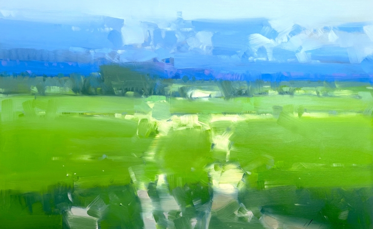 Summer Field, Original oil Painting, Handmade artwork, One of a Kind           